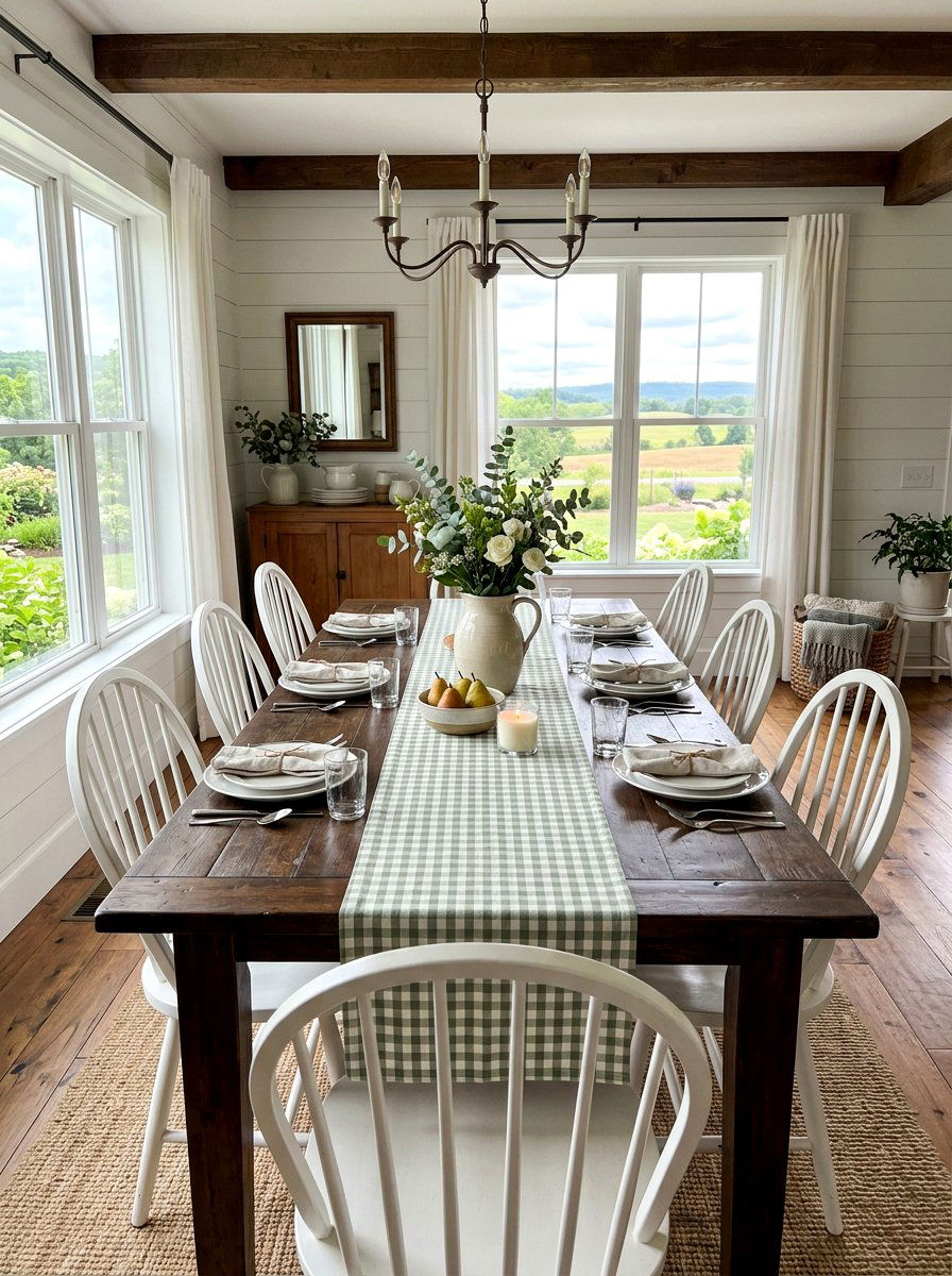 Gingham Table Runner - 25 Spring Country Decor Ideas