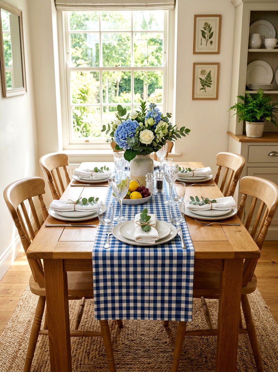 Gingham Table Runner - 25 Spring Decorating Ideas on a Budget