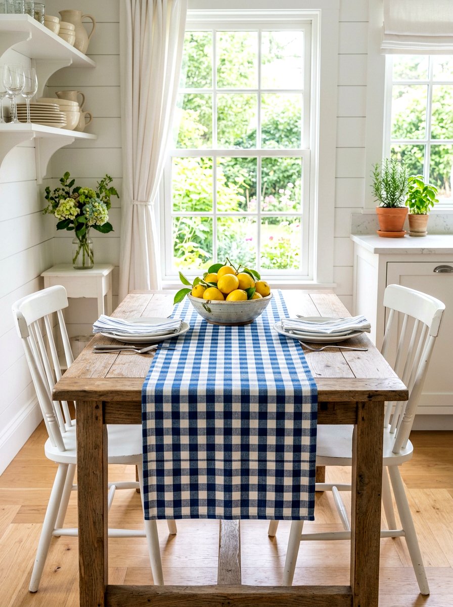 Gingham Table Runner - 25 Spring DIY Home Decor Ideas