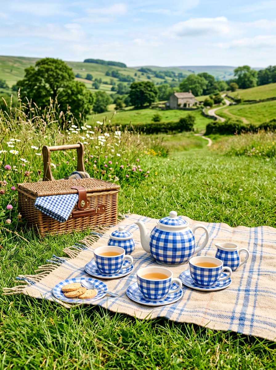 Gingham Tea Set - 25 Spring Tea Set Ideas