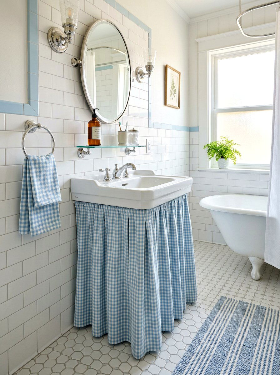 Gingham bathroom vanity - 25 Spring Gingham Decor Ideas