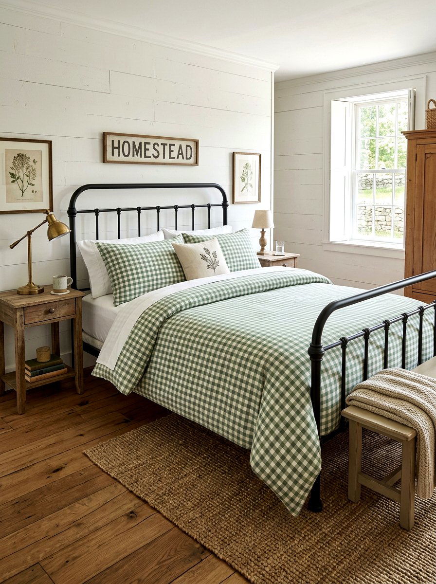 Gingham check bedding - 25 Spring Master Bedroom Decor Ideas
