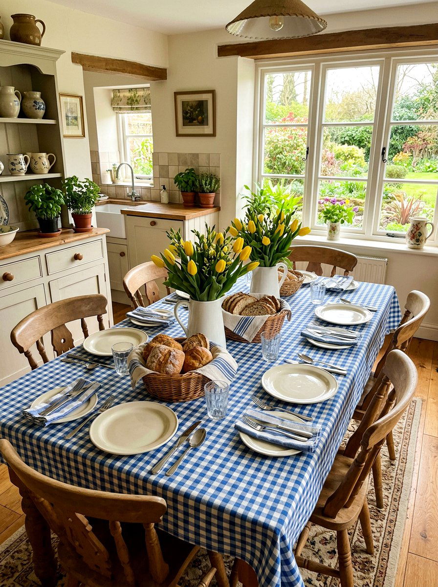 Gingham check spring table - 25 Spring Mother's Day Table Ideas