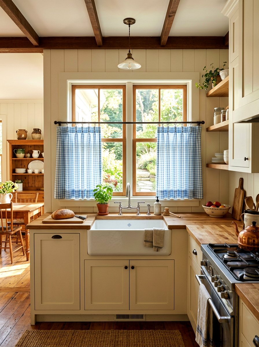 Gingham kitchen curtains - 25 Spring Kitchen Refresh Ideas