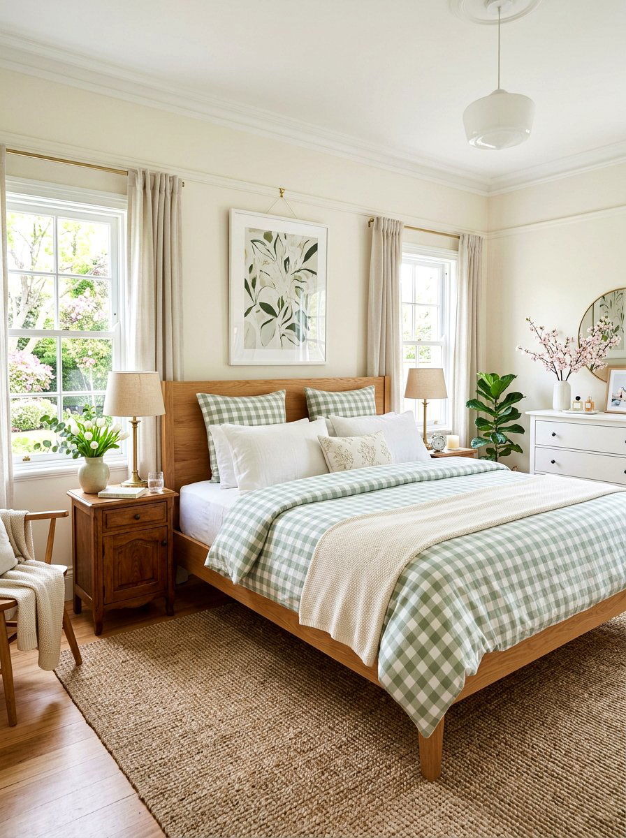 Gingham pattern bedding - 25 Spring Budget Decor Ideas