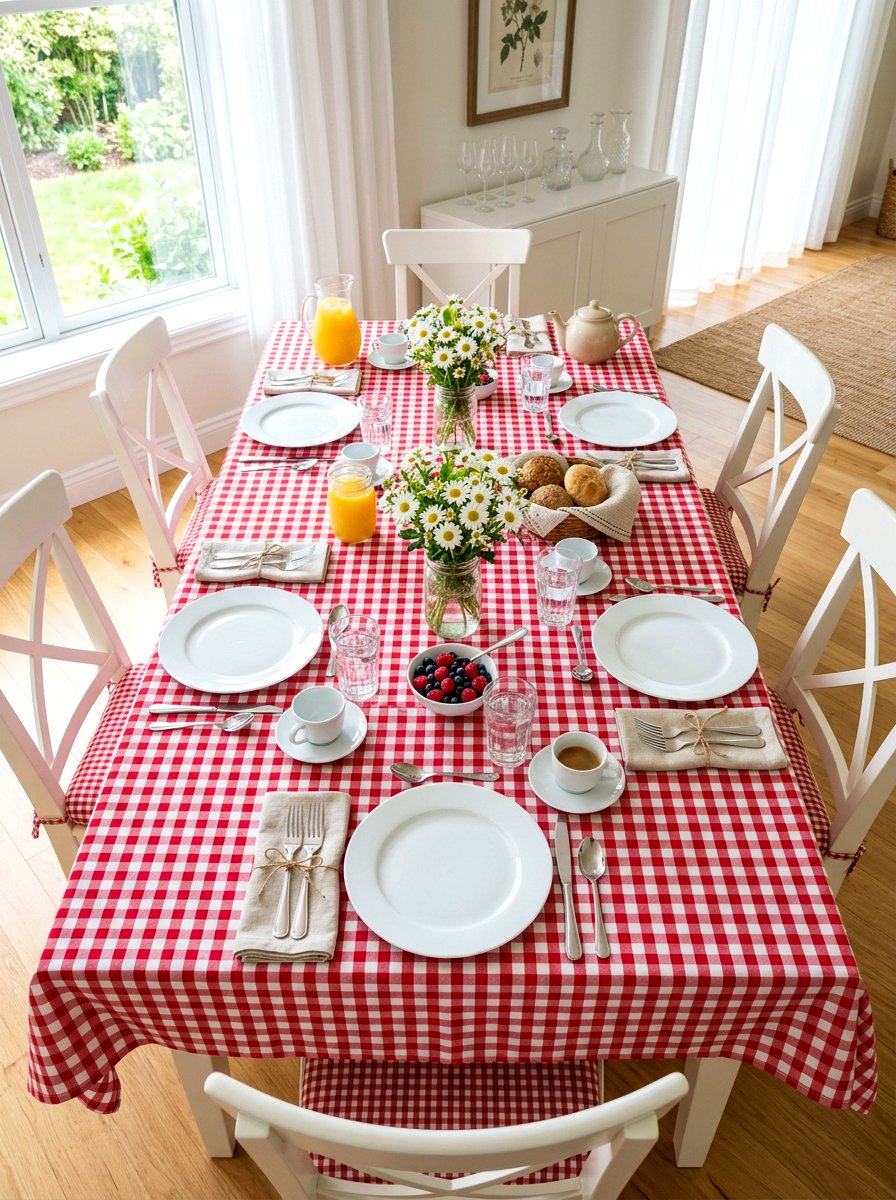 Gingham pattern brunch table - 25 Spring Brunch Decor Ideas