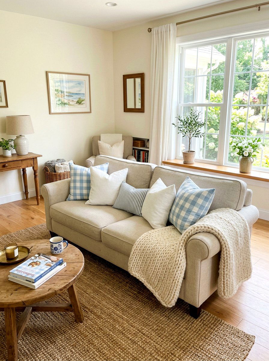 Gingham pattern pillow - 25 Spring Southern Decor Ideas