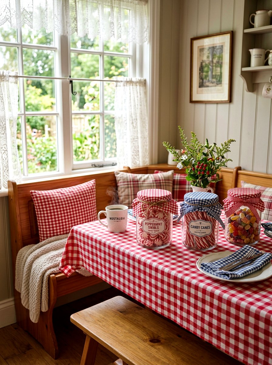 Gingham print candy jars - 25 Spring Candy Jar Ideas