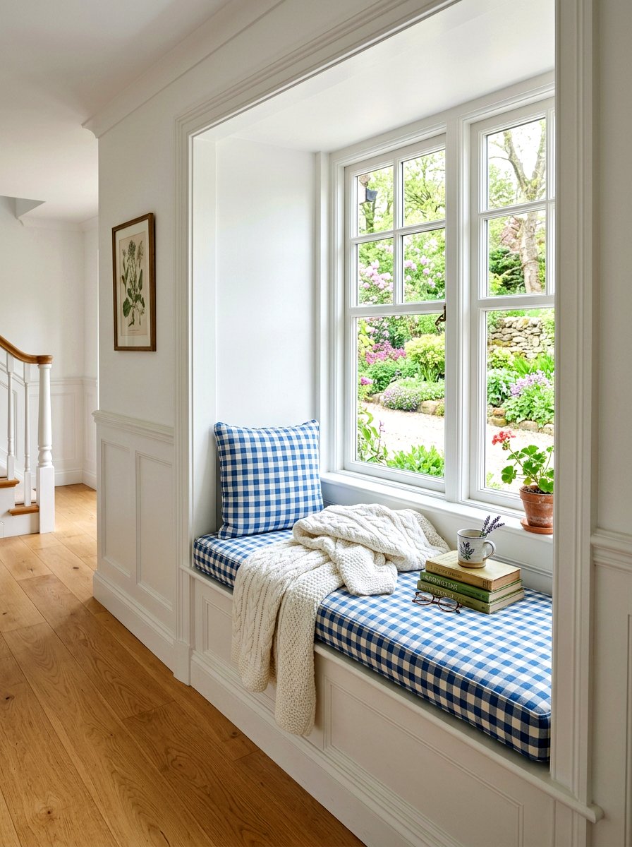 Gingham window seat - 25 Spring Gingham Decor Ideas