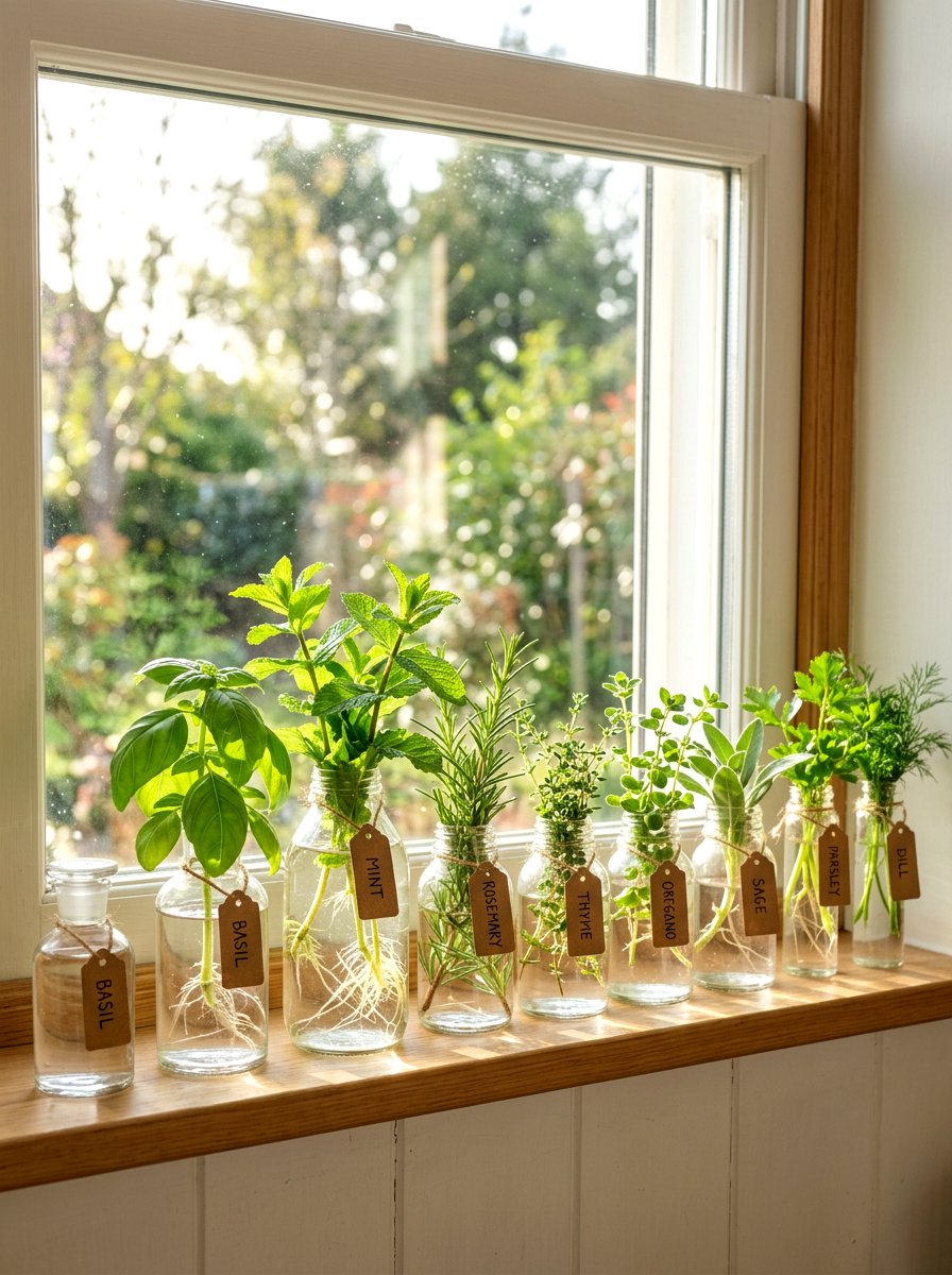 Glass Bottle Herb Garden - 25 Spring Kitchen Herb Garden Ideas