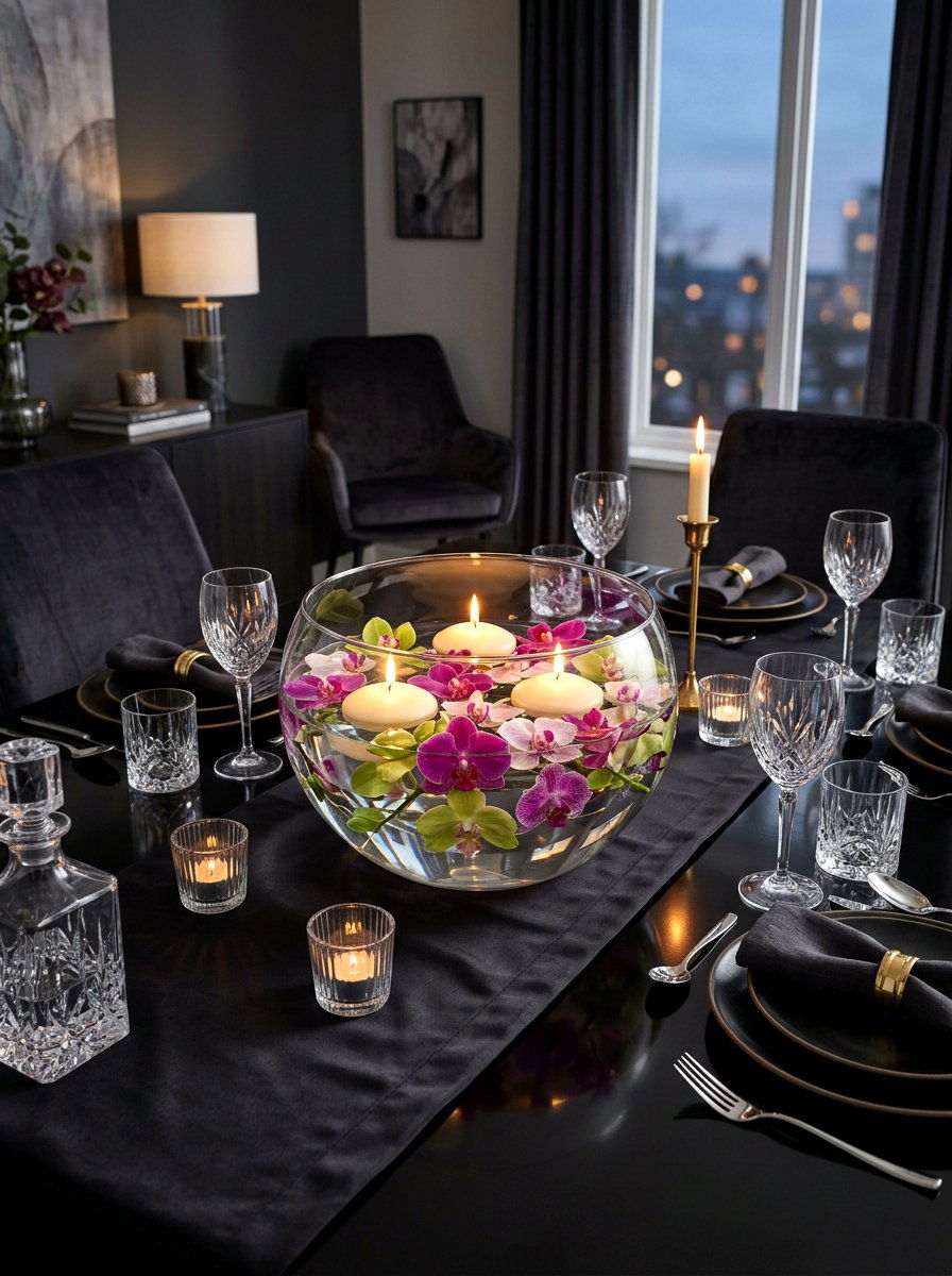 Glass Bowl Floating Candle - 25 Spring Flower Bowl Ideas