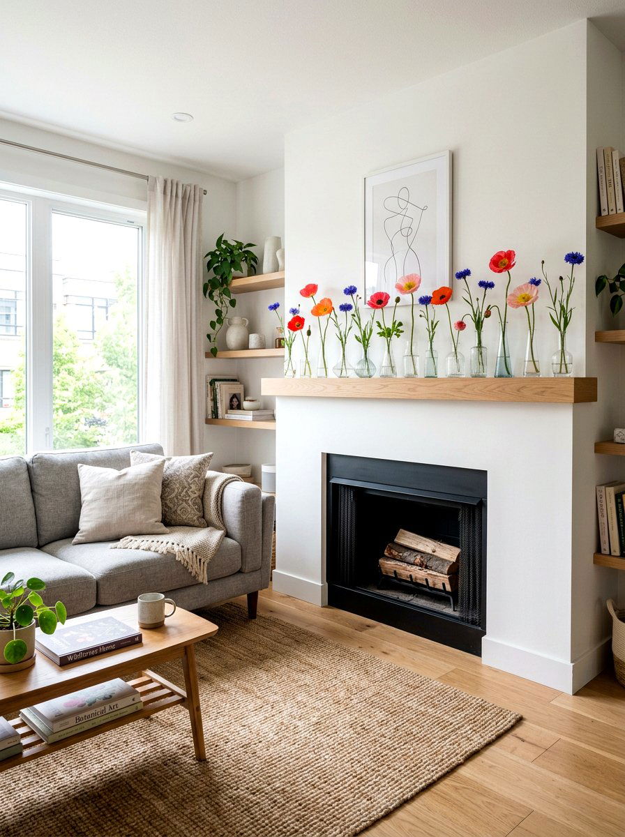 Glass Bud Vase Display - 25 Spring Wildflower Arrangement Ideas