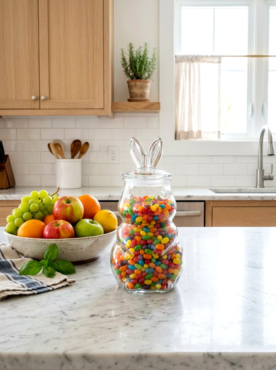 Glass Bunny Candy Jar - 25 Spring Bunny Decor Ideas