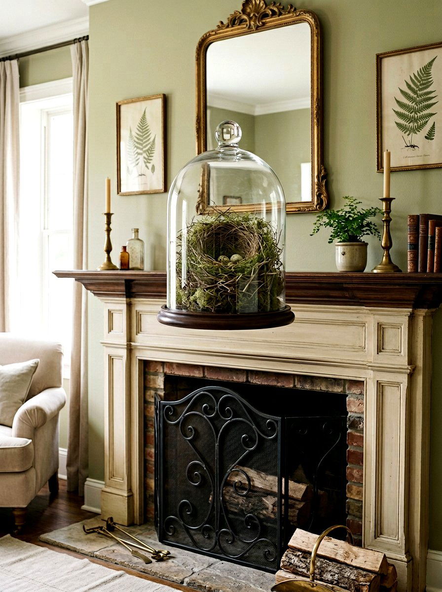 Glass Cloche Centerpiece - 25 Spring Antique Decor Ideas