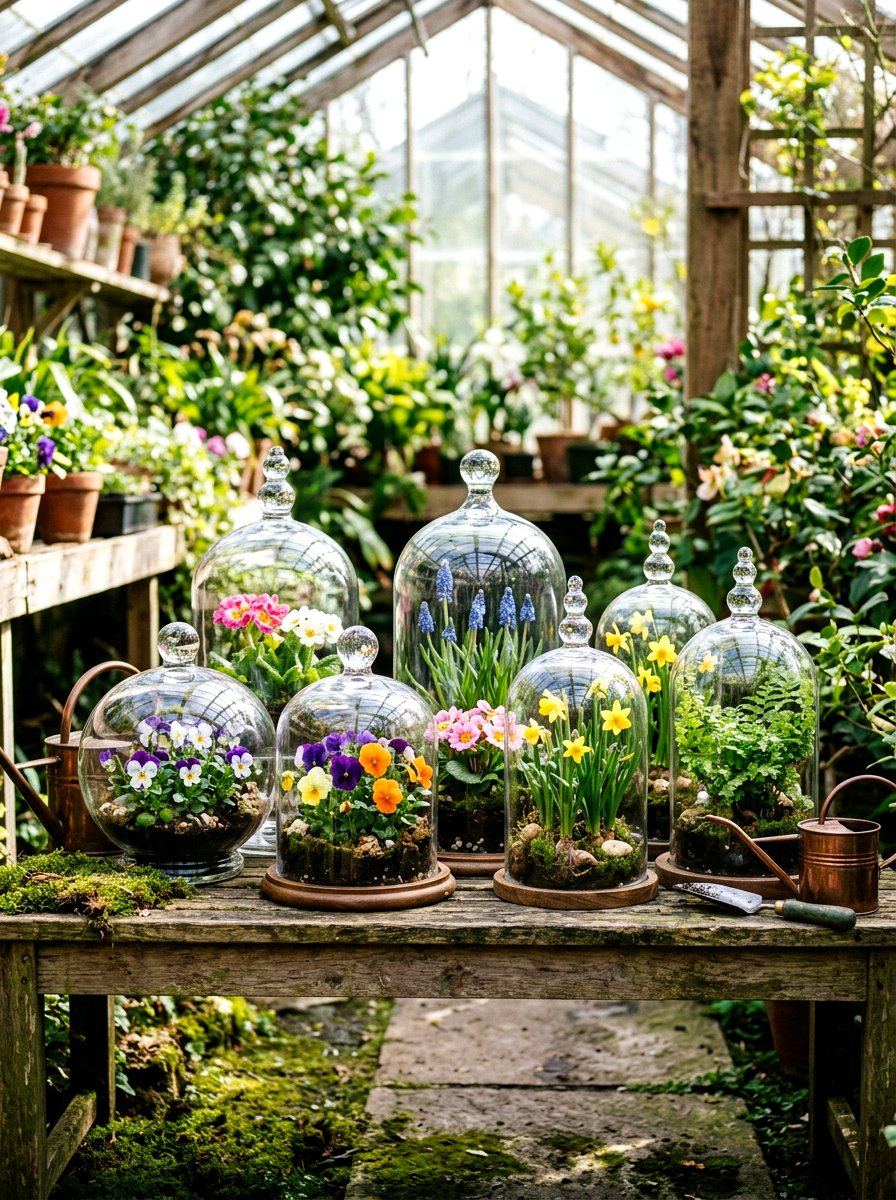 Glass Cloche Plant Arrangement - 25 Spring Greenhouse Display Ideas