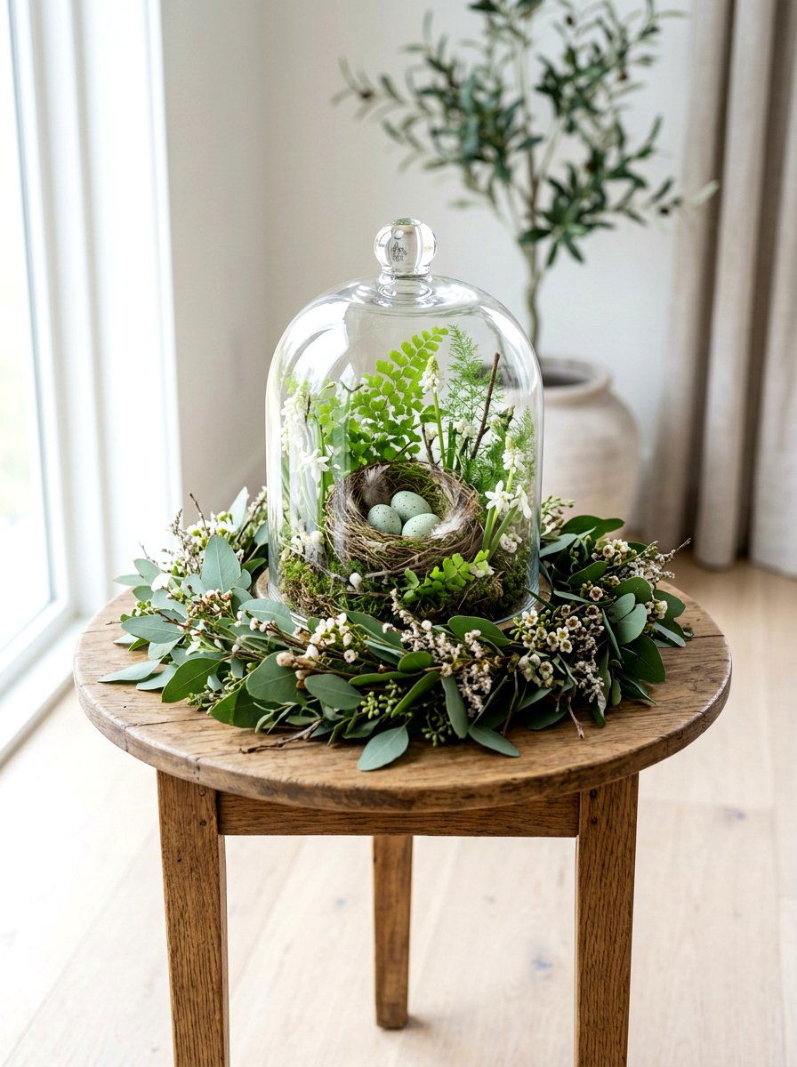 Glass Cloche Spring Display - 25 Spring Table Centerpiece Ideas