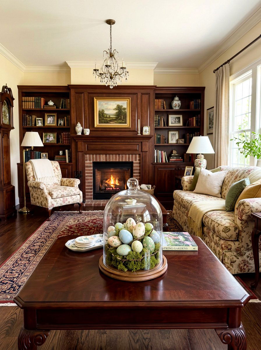 Glass Cloche With Eggs - 25 Spring Living Centerpiece Ideas