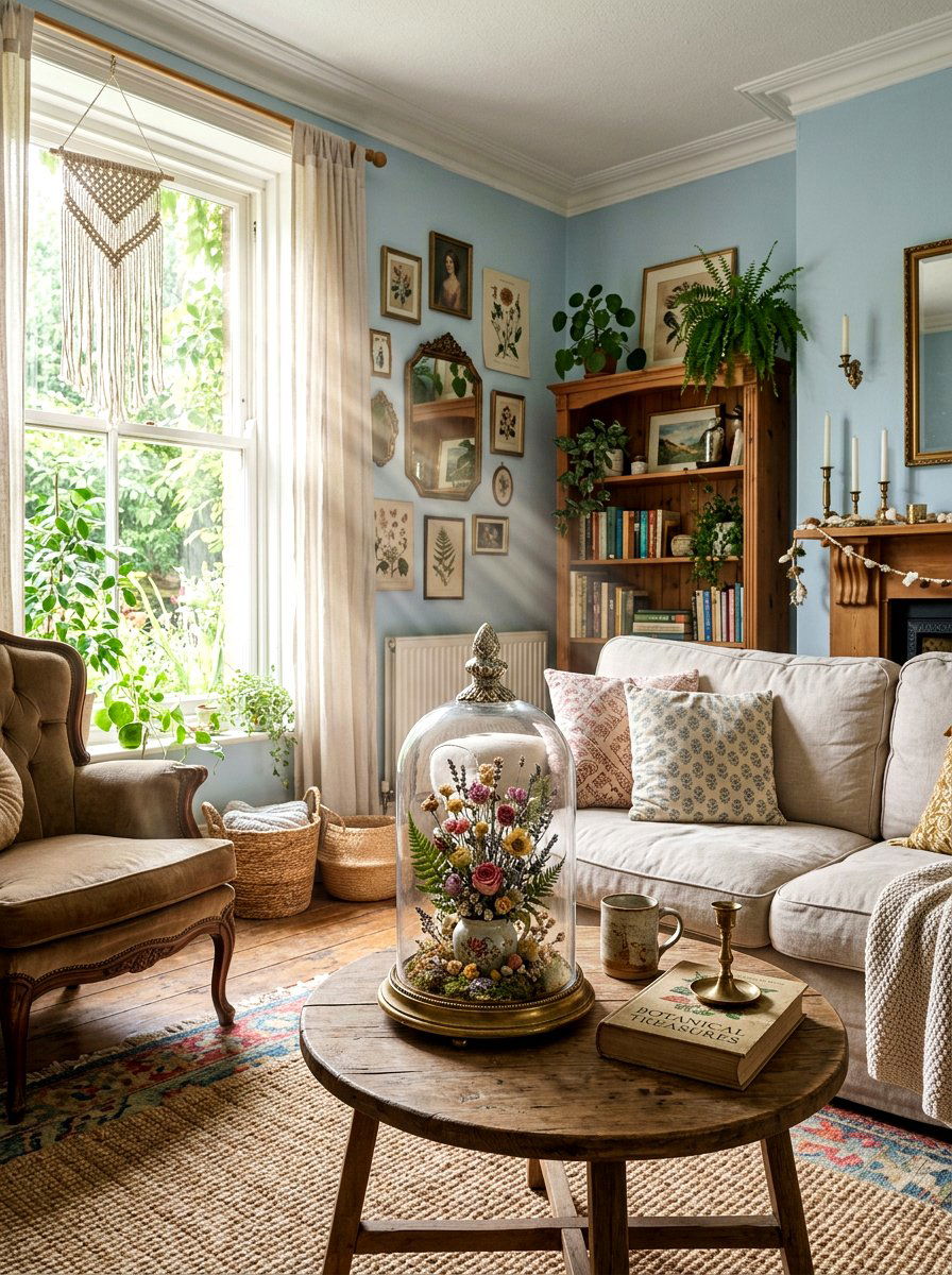 Glass Cloche With Flowers - 25 Spring Coffee Table Decor Ideas