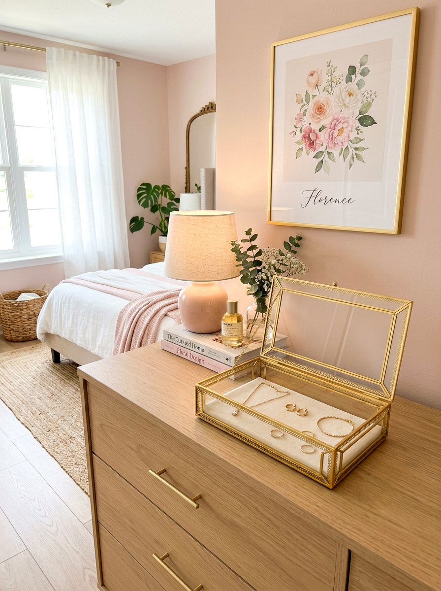 Glass Display Box - 25 Spring Dresser Top Decor Ideas