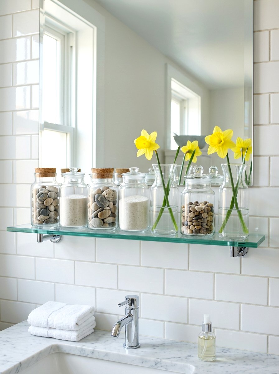 Glass Jar Shelf - 25 Spring Shelf Vignette Ideas