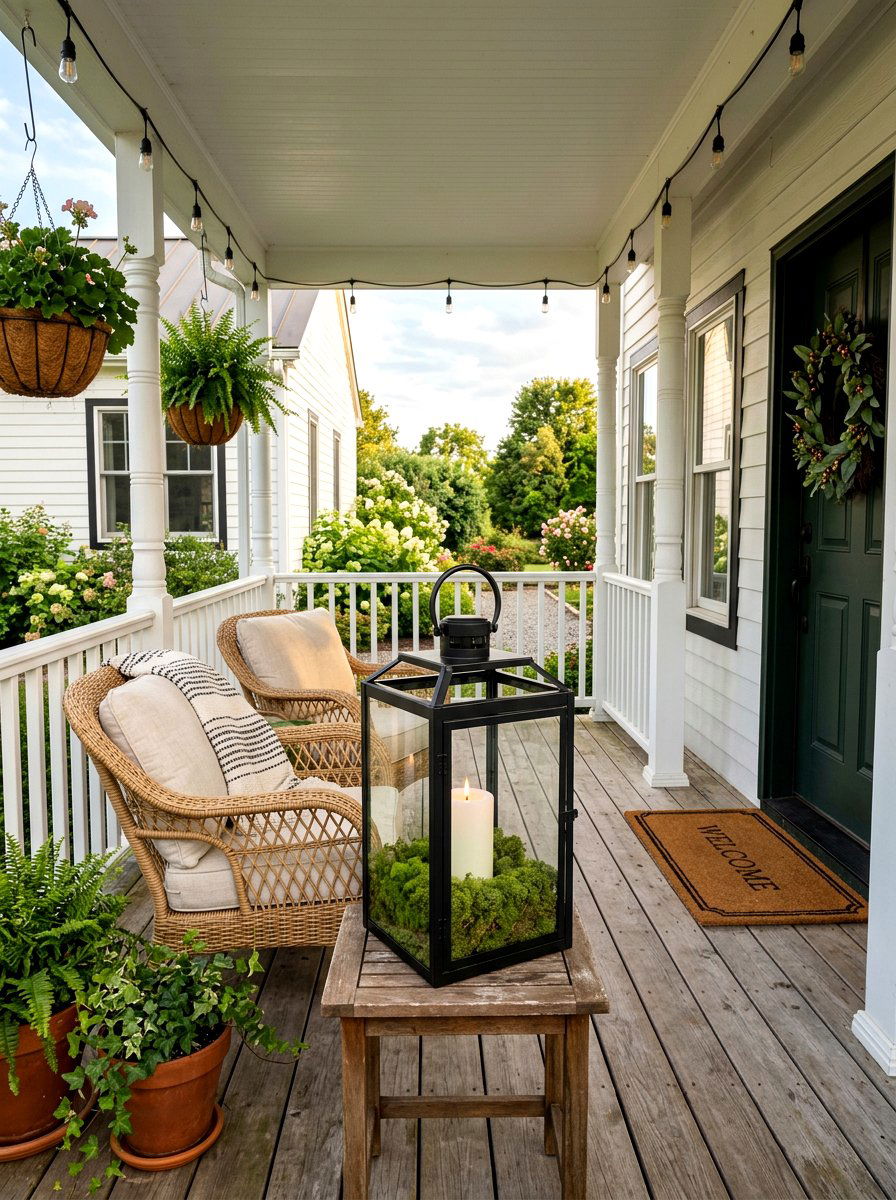 Glass Lantern Moss Filling - 25 Spring Candle Arrangement Ideas