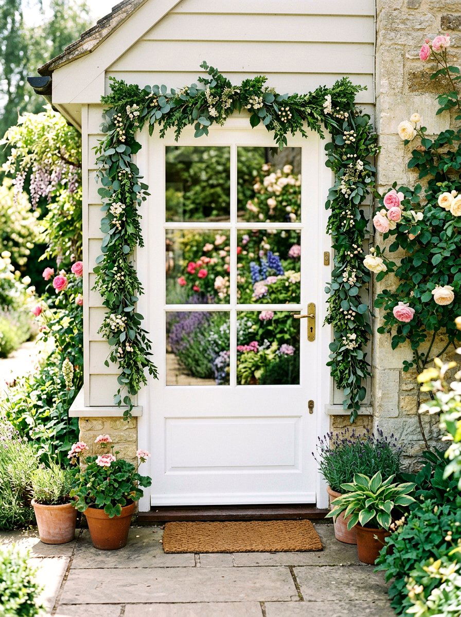 Glass Panel Door - 25 Spring Cottage Door Ideas
