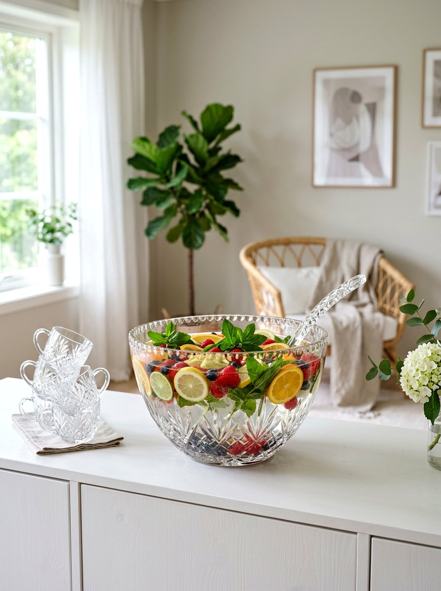 Glass Punch Bowl - 25 Spring High Tea Decor Ideas