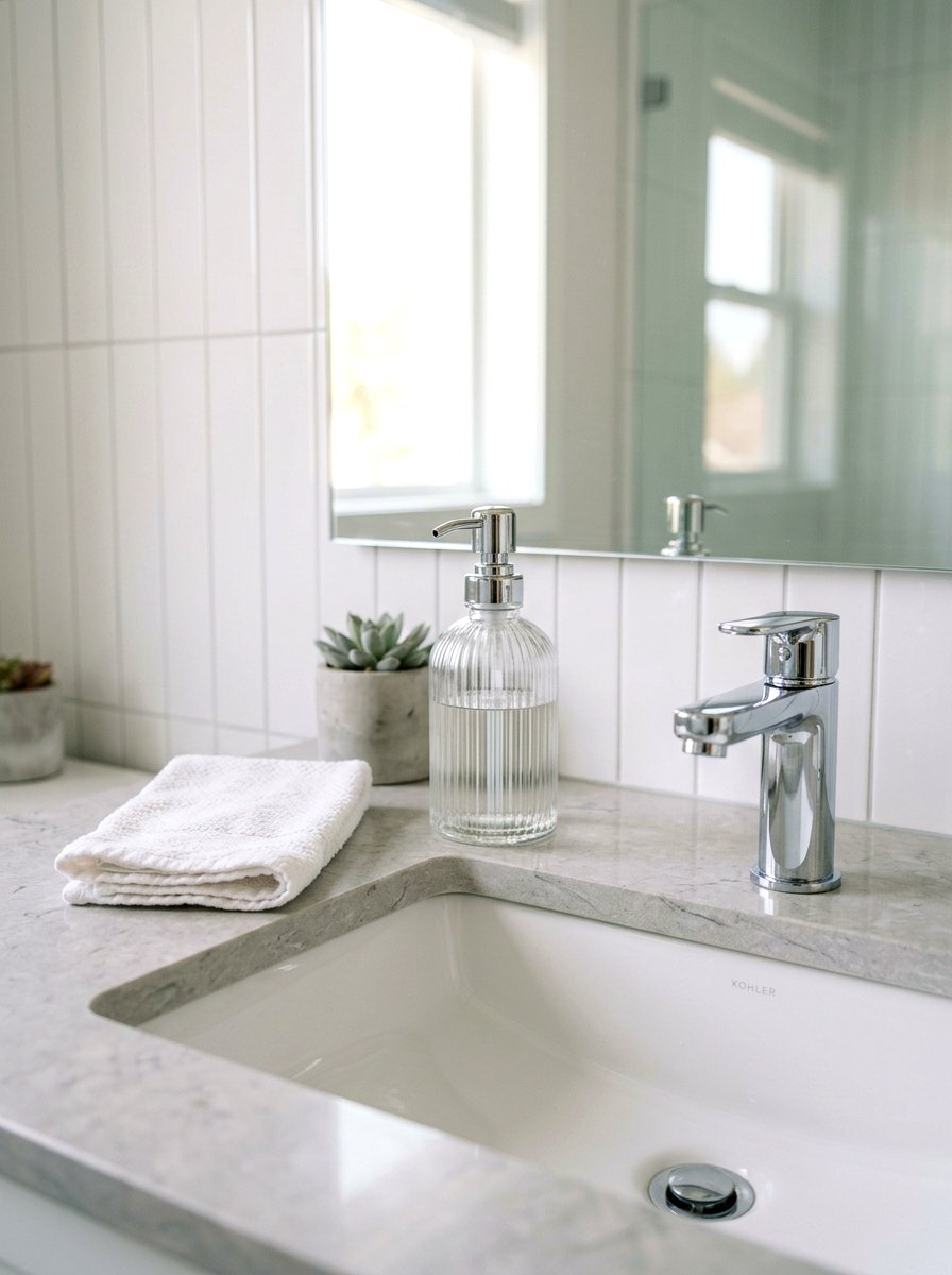 Glass Soap Dispenser - 25 Spring Glass Decor Ideas