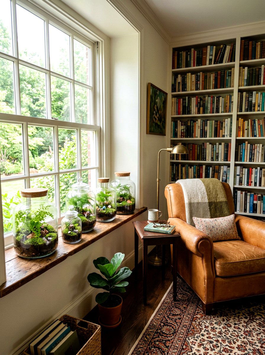 Glass Terrarium Jar - 25 Spring Windowsill Garden Ideas