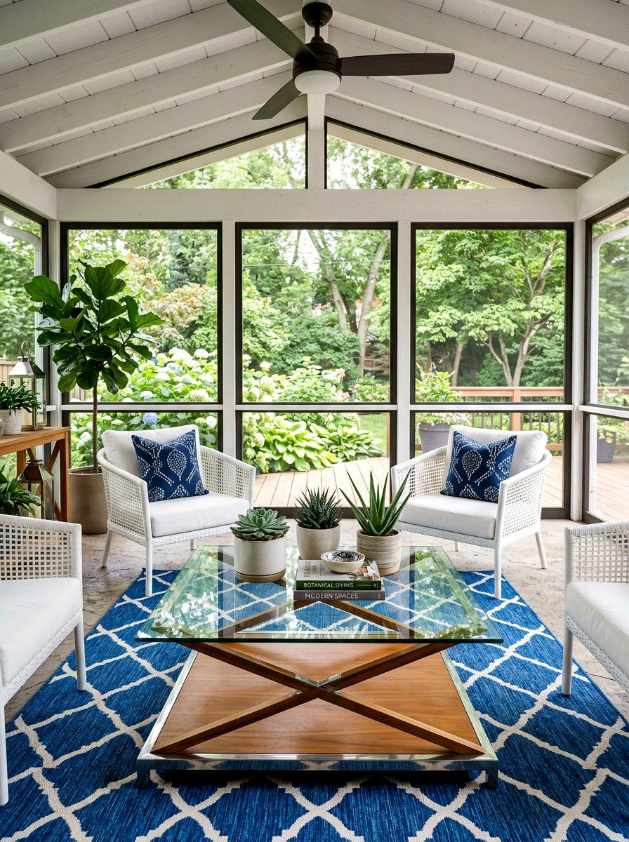 Glass Top Coffee Table - 25 Spring Screened Porch Decor Ideas