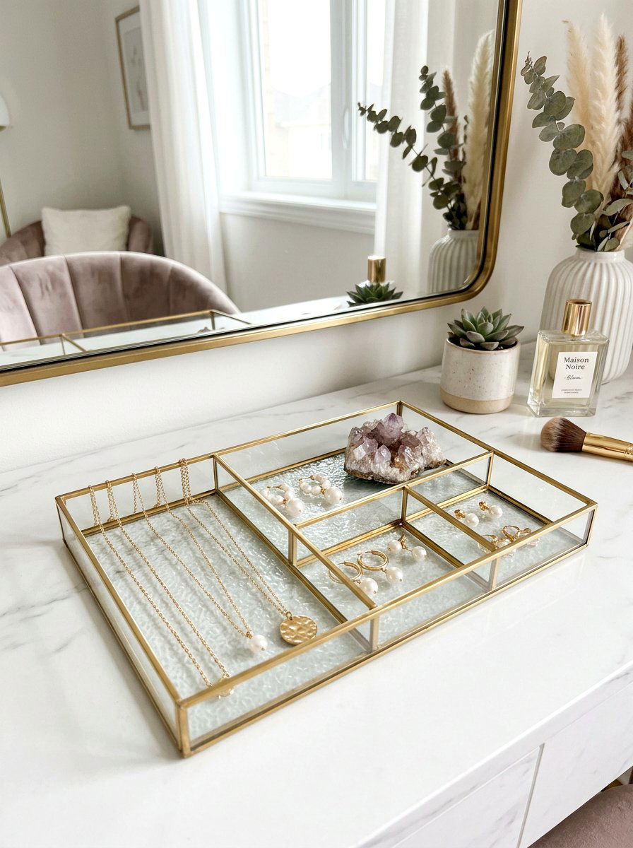 Glass Tray Jewelry Display - 25 Spring Bedroom Tray Styling Ideas