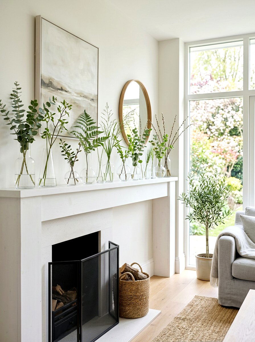 Glass Vase Spring Mantel - 25 Spring Mantel Styling Ideas