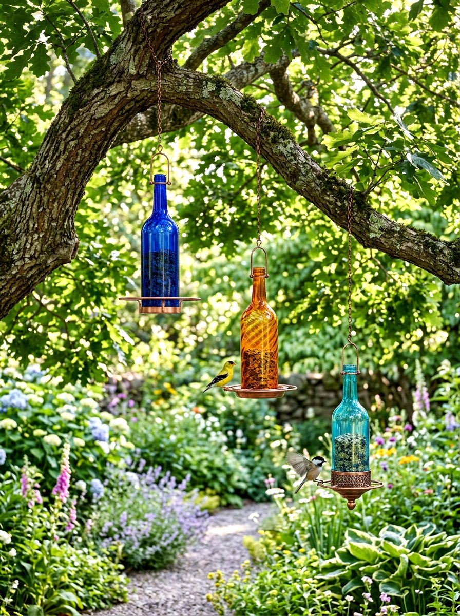 Glass bottle bird feeder - 25 Spring Bird Feeder Decor Ideas
