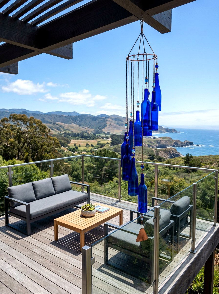 Glass bottle wind chime - 25 Spring Wind Chime Ideas