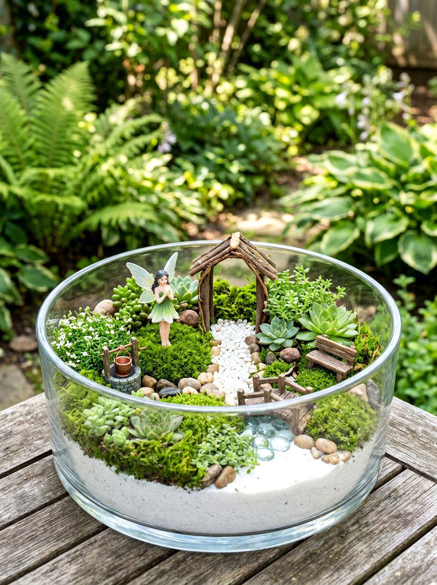 Glass bowl fairy garden - 25 Spring Fairy Garden Ideas