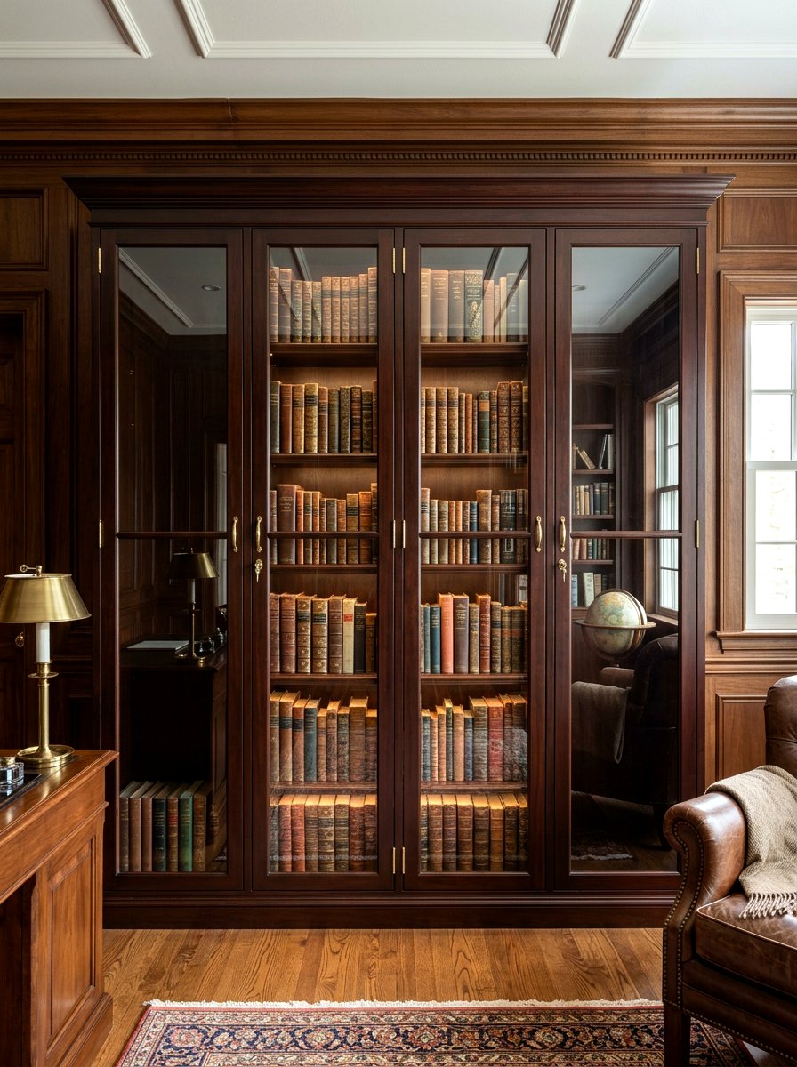 Glass cabinet book display - 25 Spring Library Decor Ideas