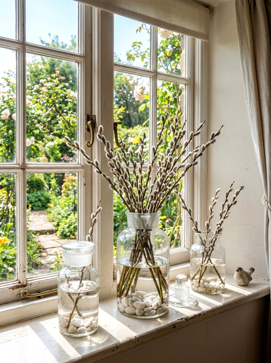 Glass jar pussy willow - 25 Spring Pussy Willow Ideas