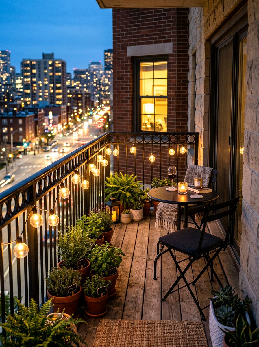 Globe String Lights Balcony - 25 Spring Outdoor Lighting Ideas