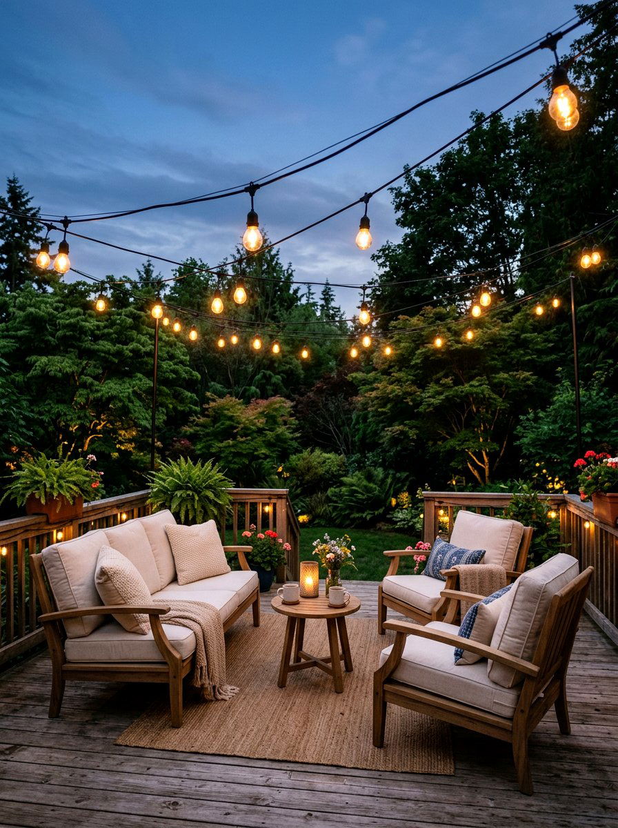 Globe String Lights - 25 Deck Spring Decor Ideas