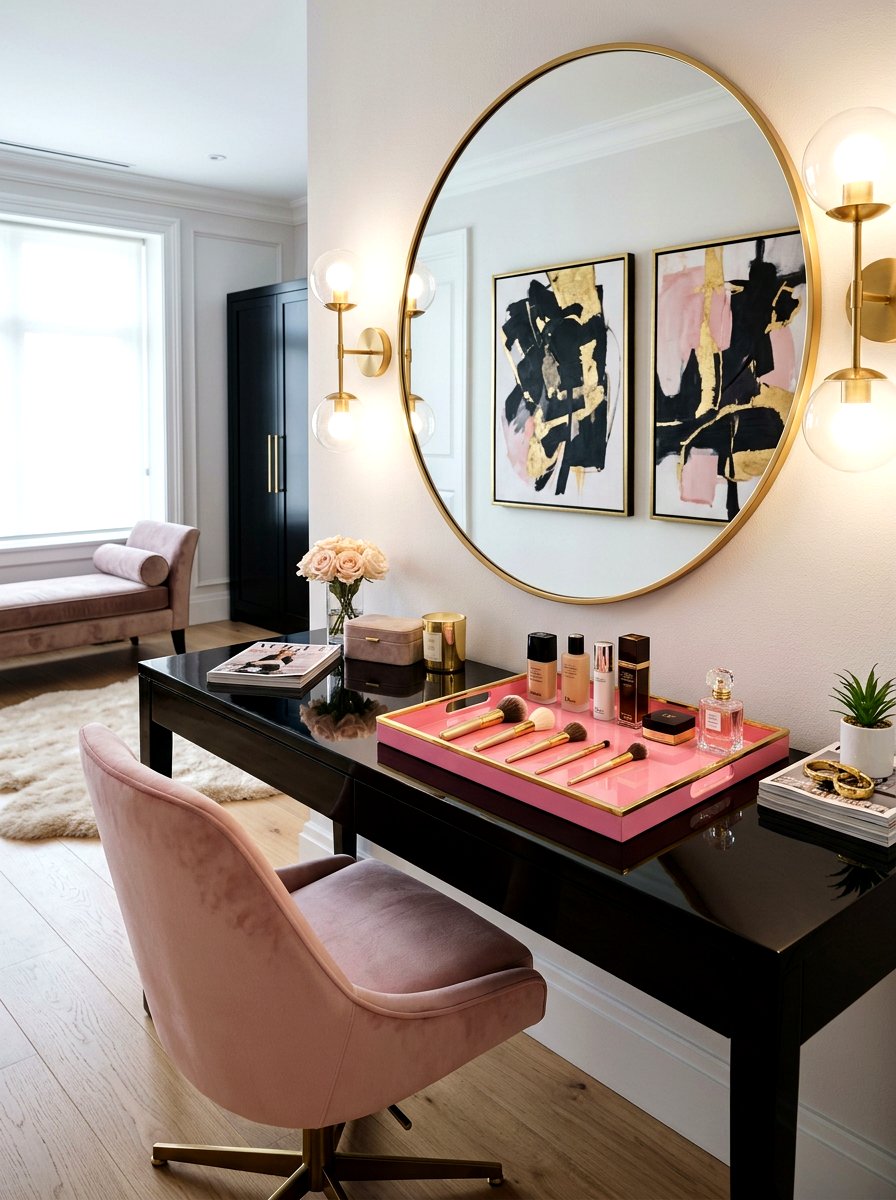 Glossy Pink Tray - 25 Spring Vanity Tray Ideas