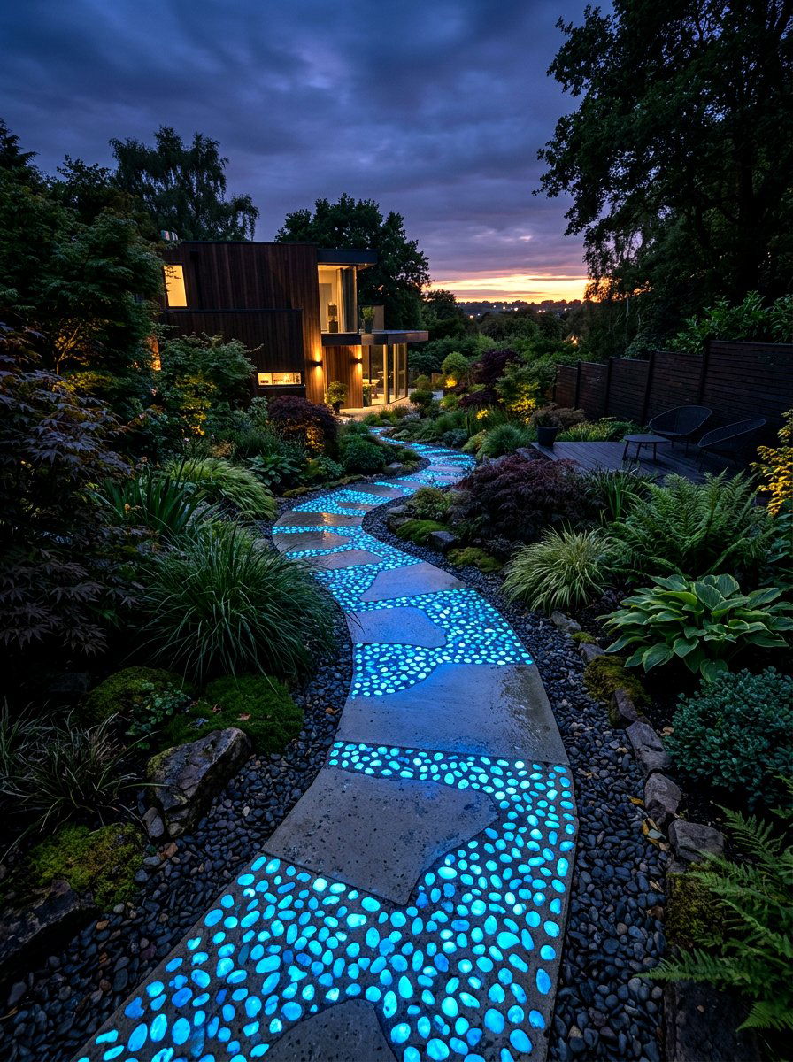 Glow In The Dark Garden Path - 25 Spring Stepping Stone Decor Ideas