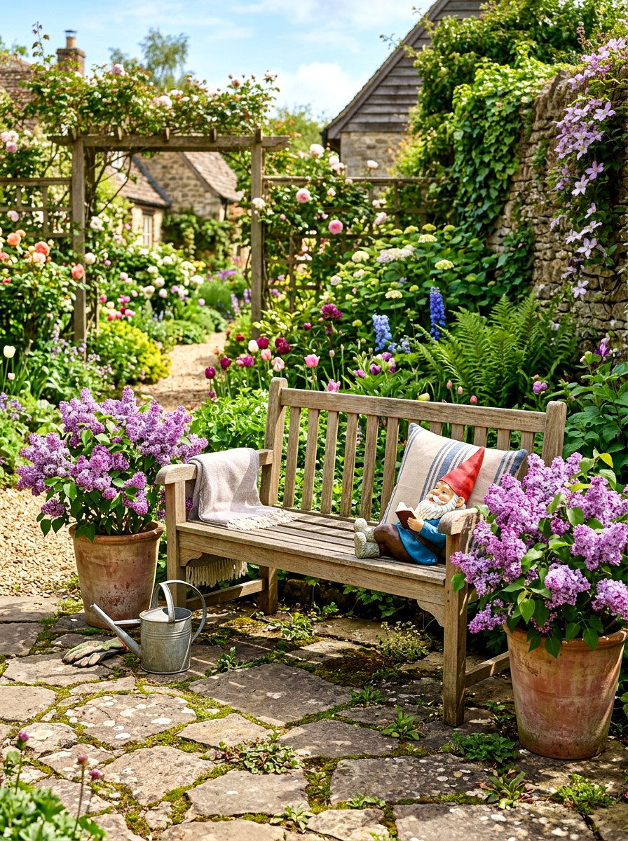 Gnome Bench Decor - 25 Spring Garden Gnome Decor Ideas