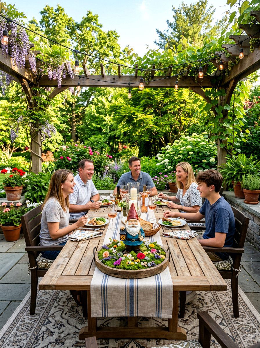 Gnome Patio Table - 25 Spring Garden Gnome Decor Ideas