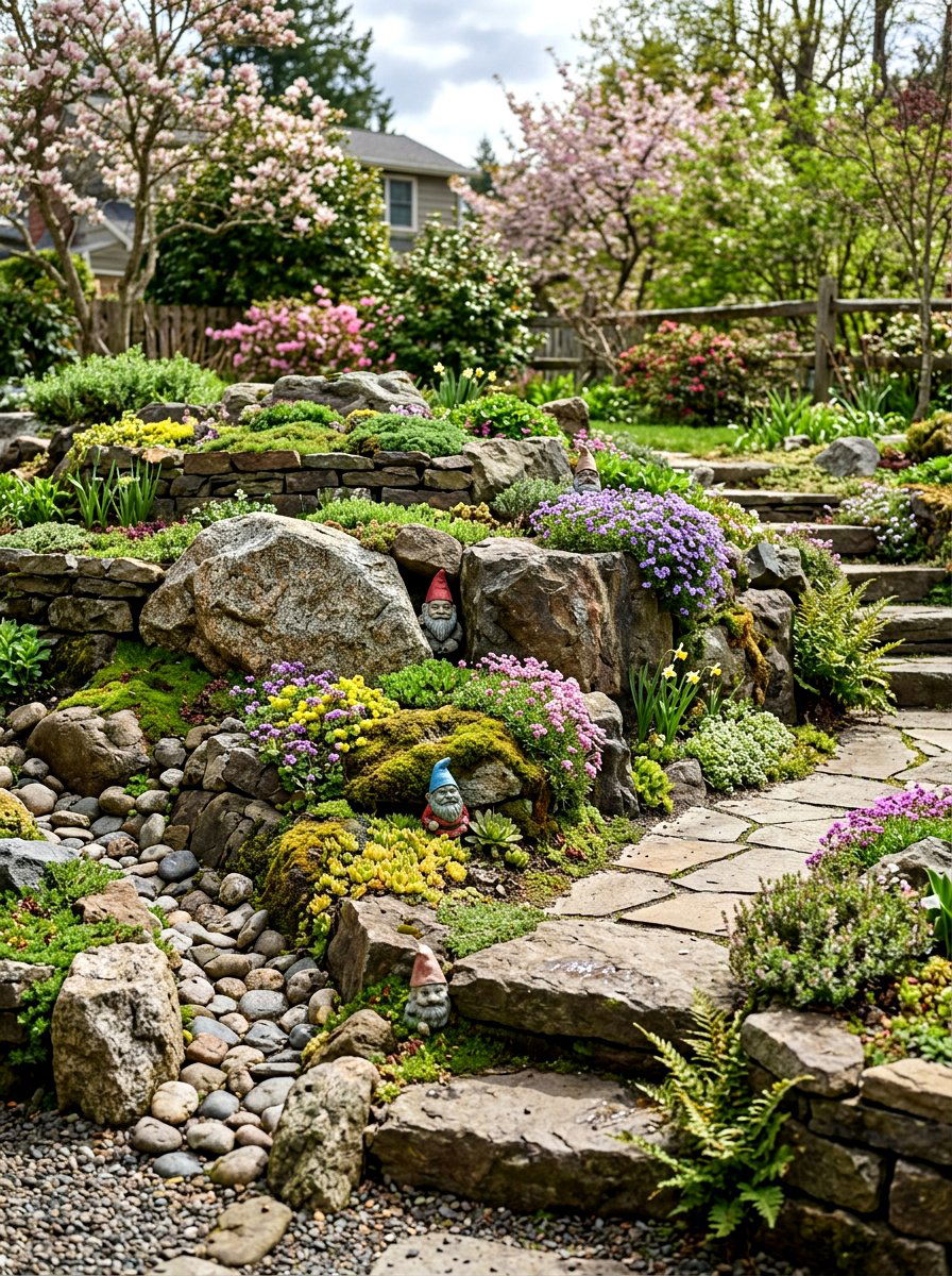 Gnome Rock Garden - 25 Spring Garden Gnome Decor Ideas