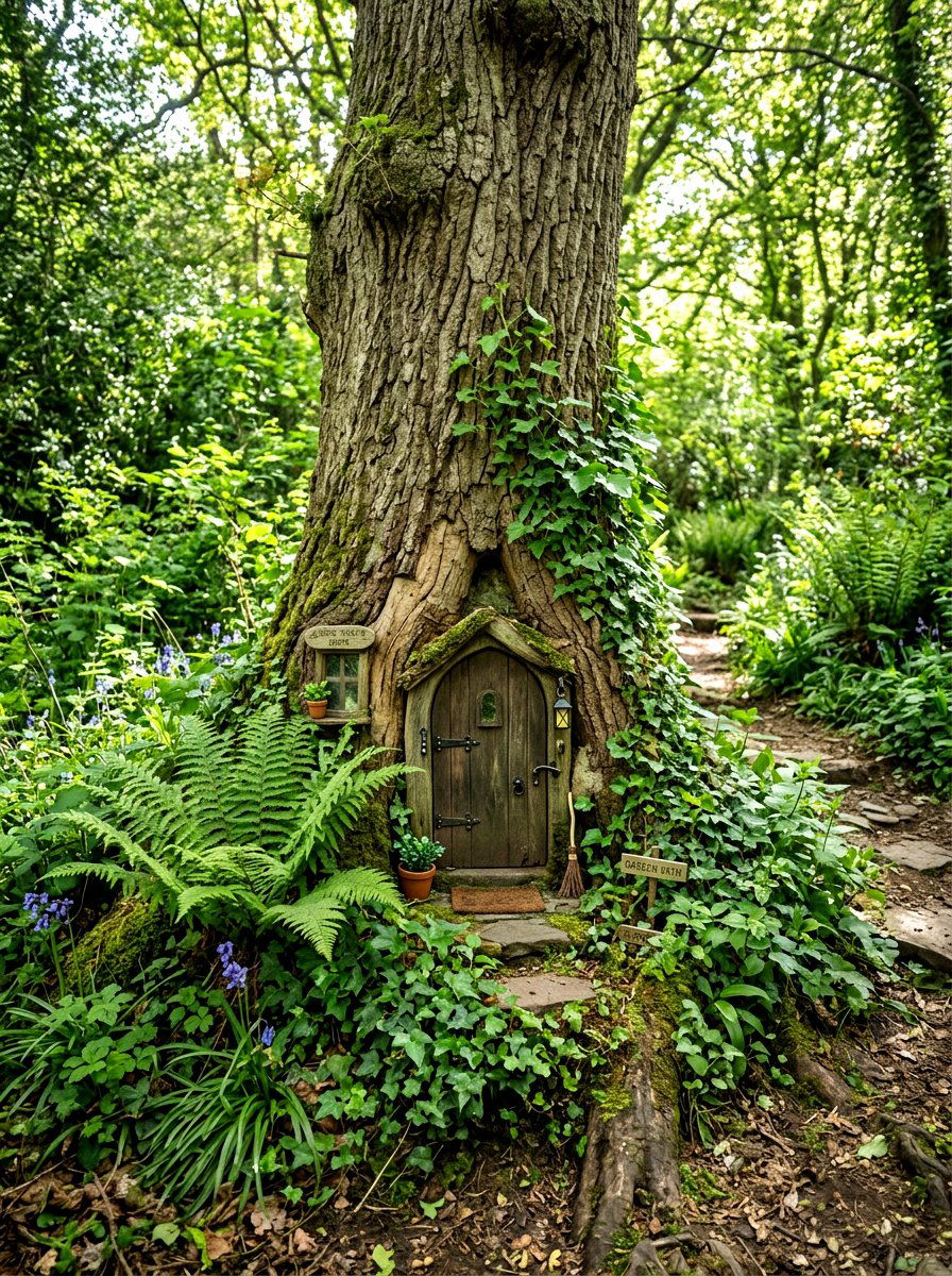 Gnome Tree Trunk - 25 Spring Garden Gnome Decor Ideas
