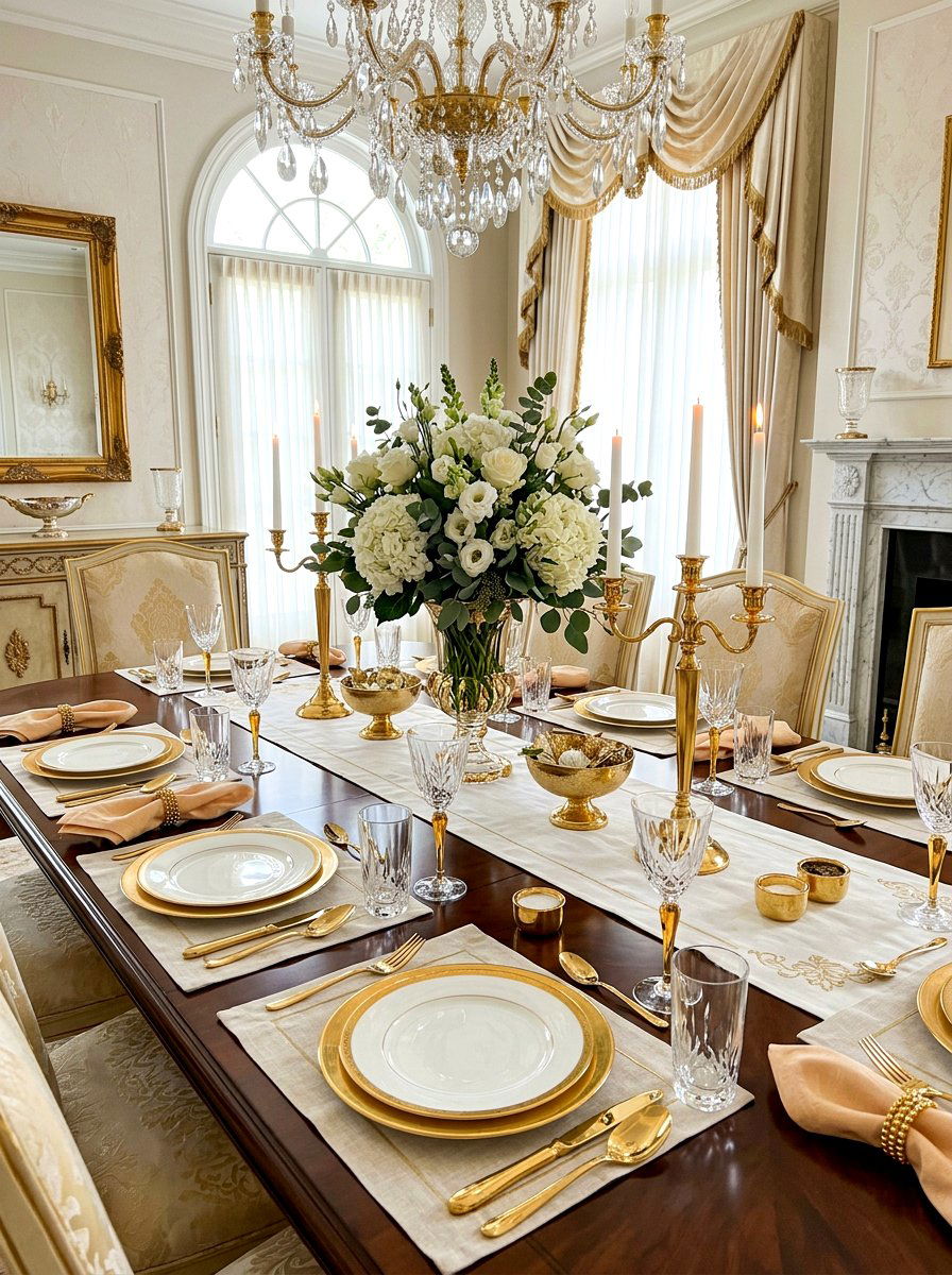 Gold Accents Dining - 25 Spring Table Decor Ideas
