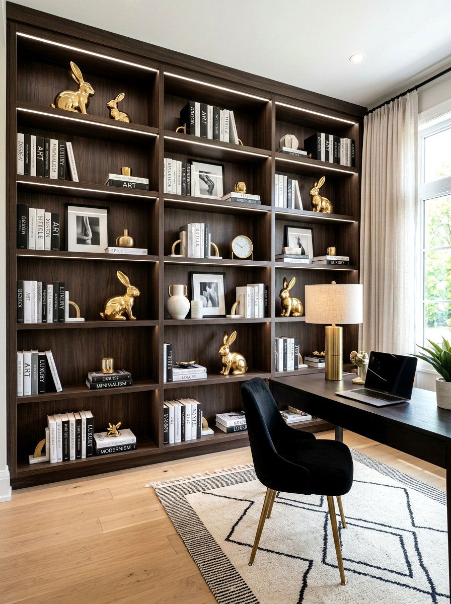 Gold Bunny Bookshelf Accent - 25 Spring Bunny Decor Ideas