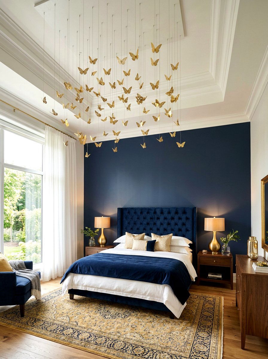 Gold Butterfly Ceiling Hanging - 25 Spring Butterfly Mobile Ideas