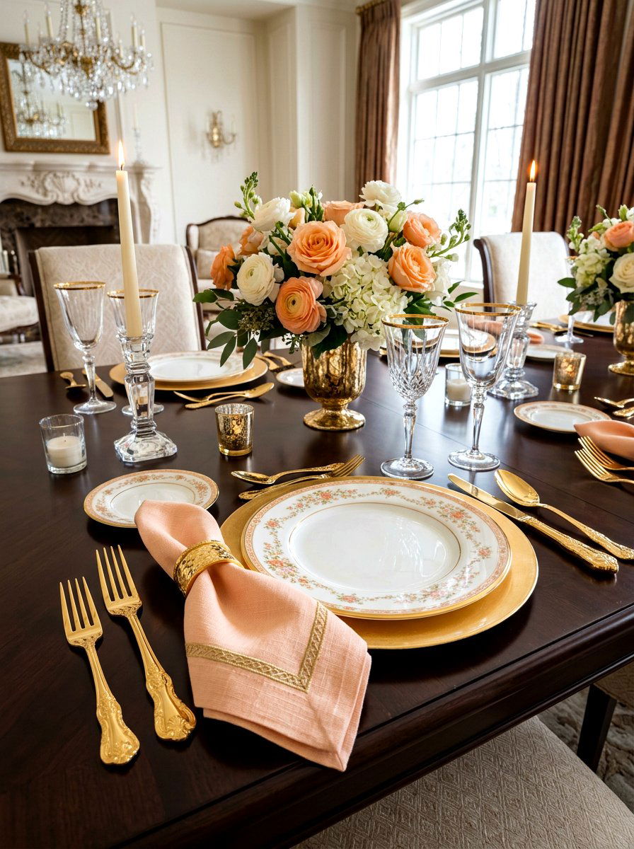 Gold Finish Cutlery - 25 Spring Tablescape Ideas