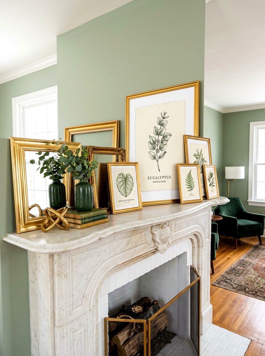 Gold Frame Accents - 25 Spring Mantel Decor Ideas